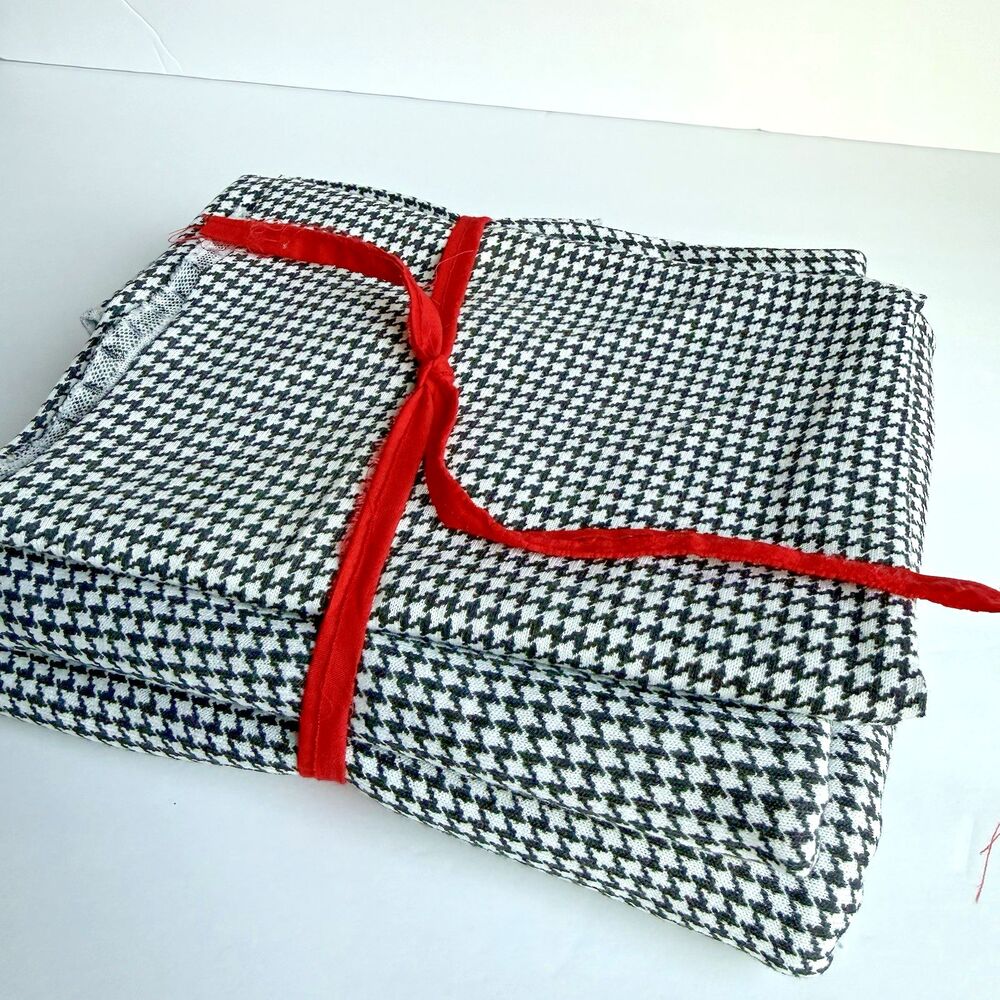 Houndstooth Black & White Cotton Blend Knit Fabric Bundle Remnants 4 Way Stretch